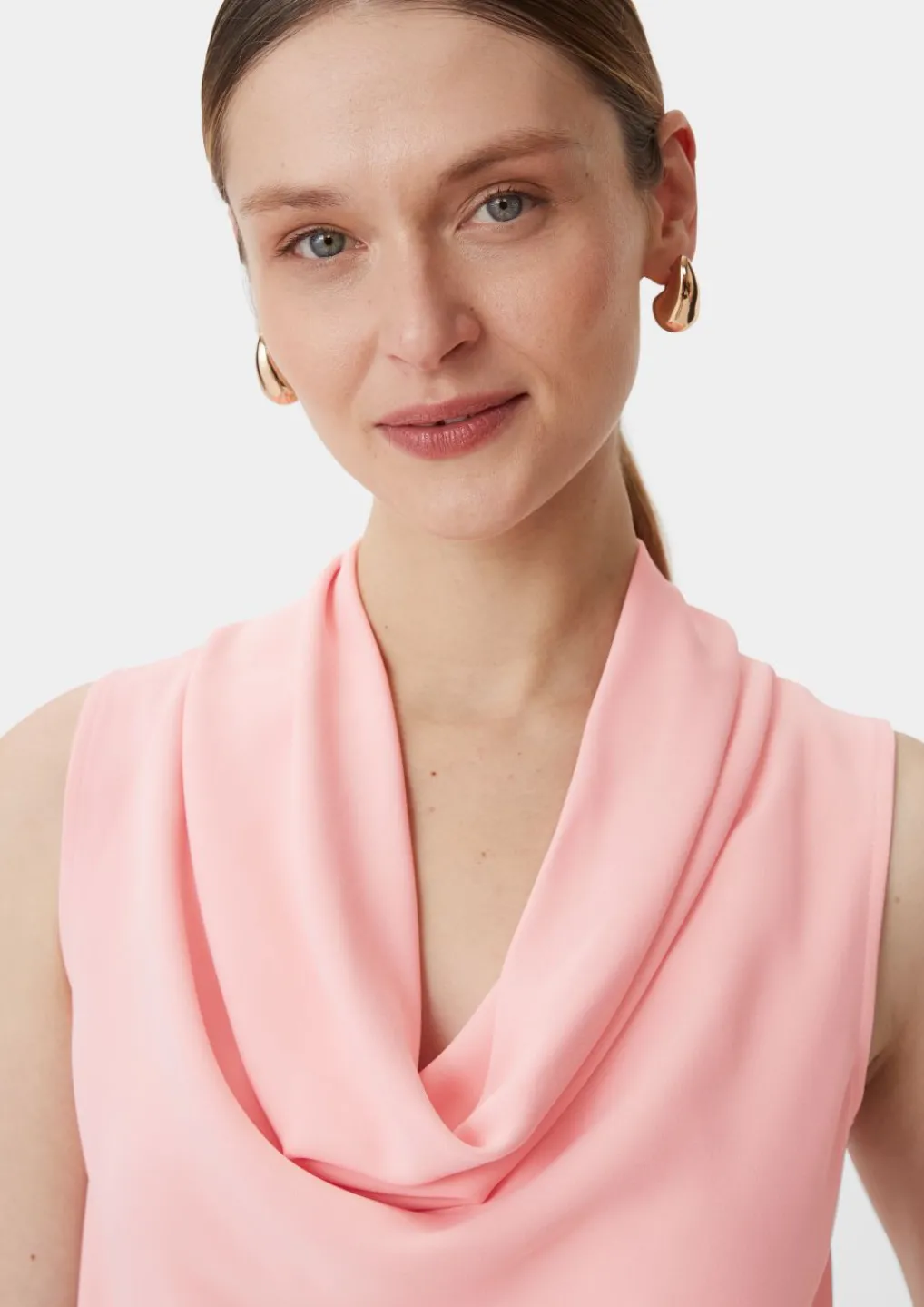 Crêpeshirt mit Wasserfall-Ausschnitt-Comma New