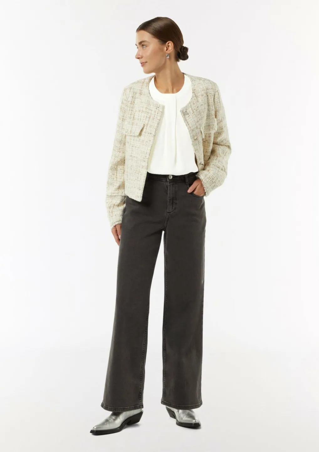 Crêpe-Top mit Faltendetail-Comma Hot