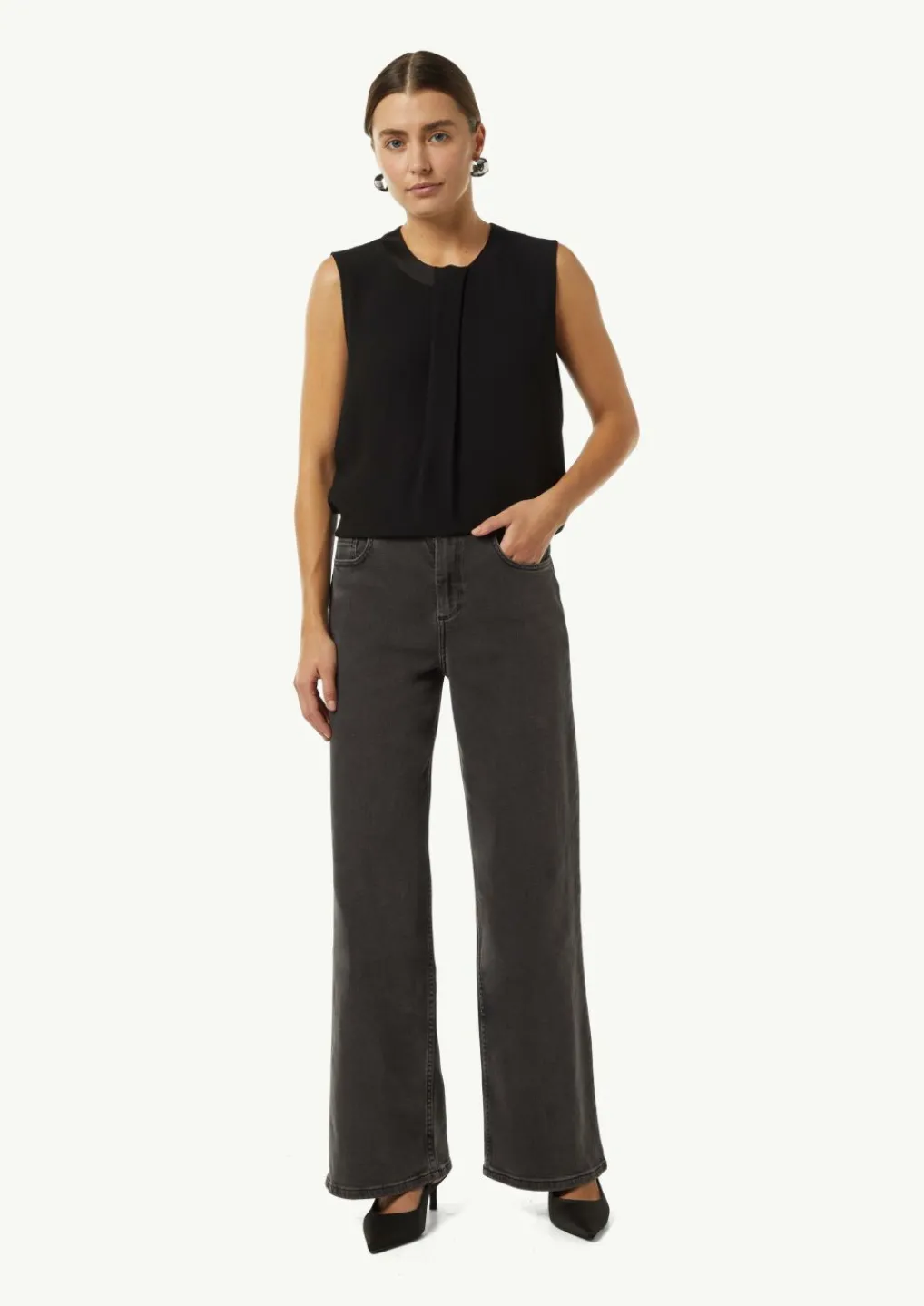 Crêpe-Top mit Faltendetail-Comma Outlet