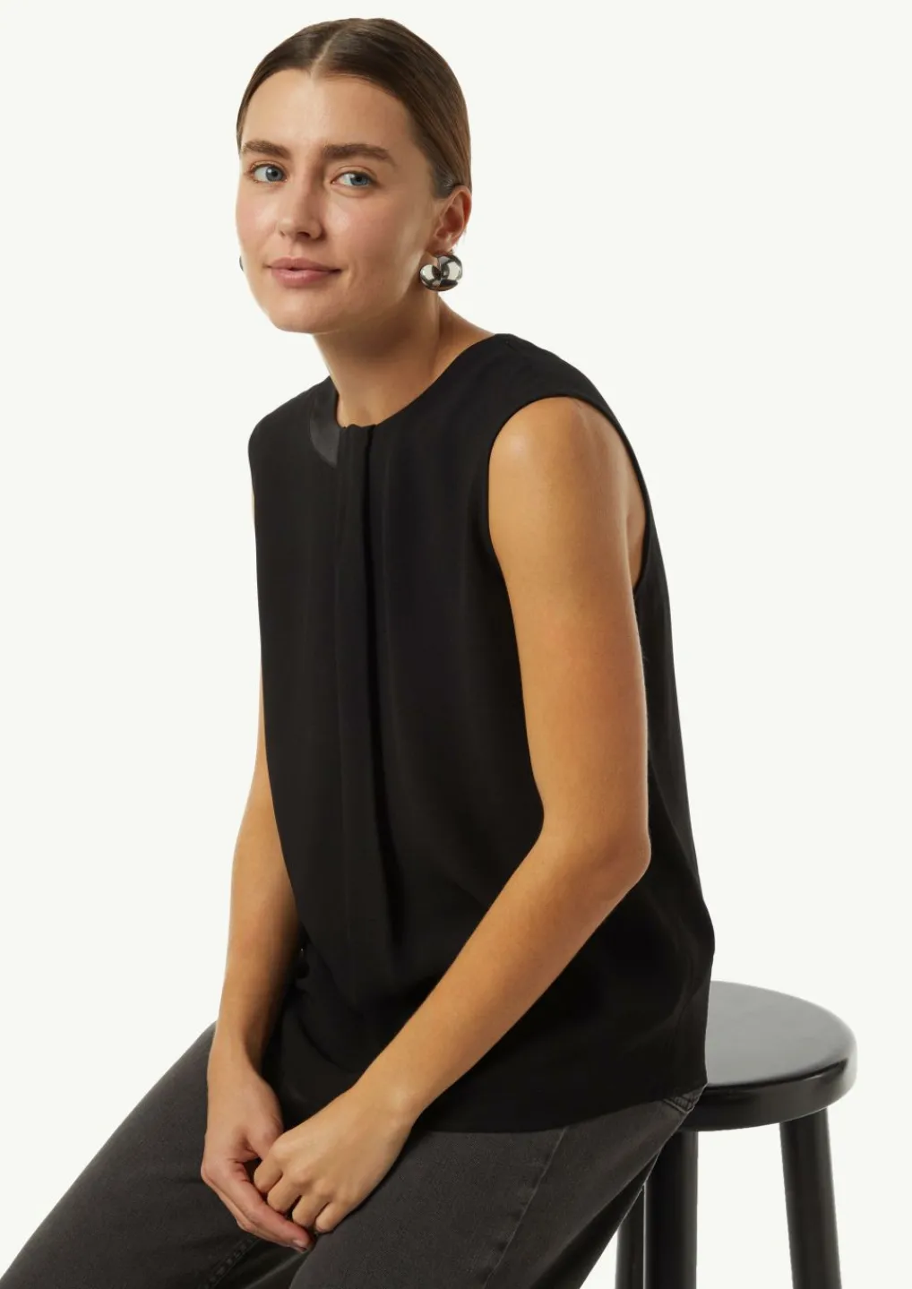 Crêpe-Top mit Faltendetail-Comma Outlet