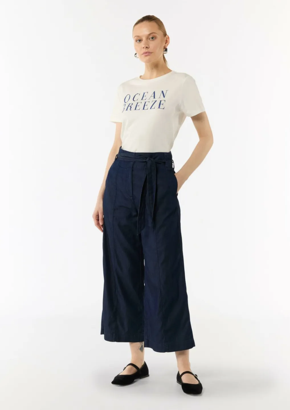 Culotte aus Lyocellmix mit Bindegürtel-Comma Best