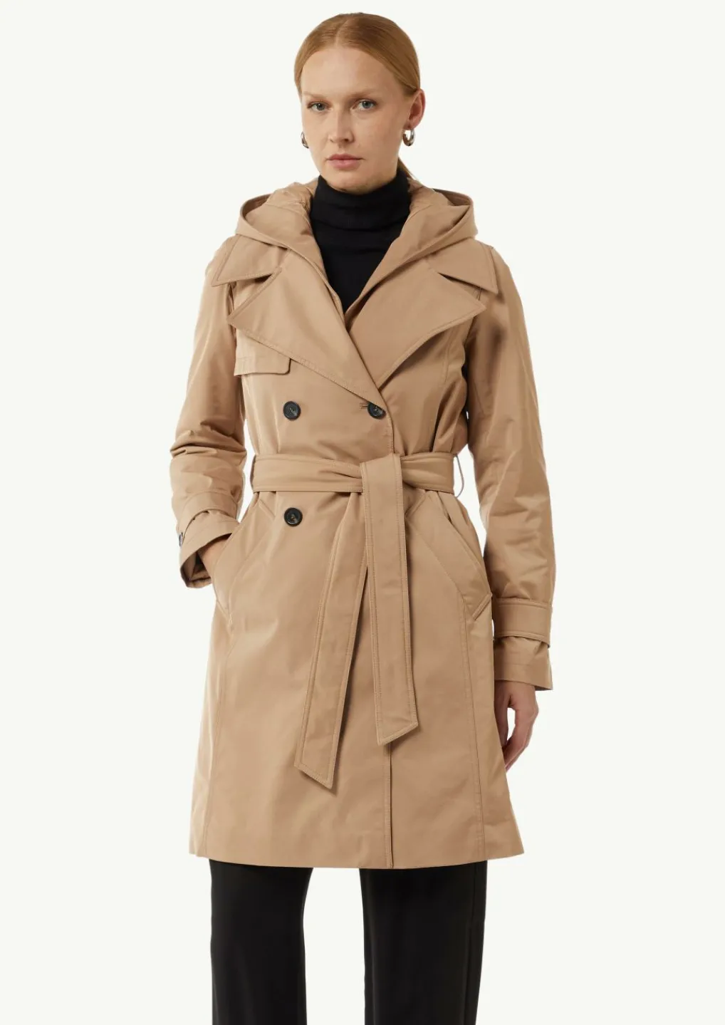 Doppelreihiger Trenchcoat mit gestepptem Innenfutter-Comma Online