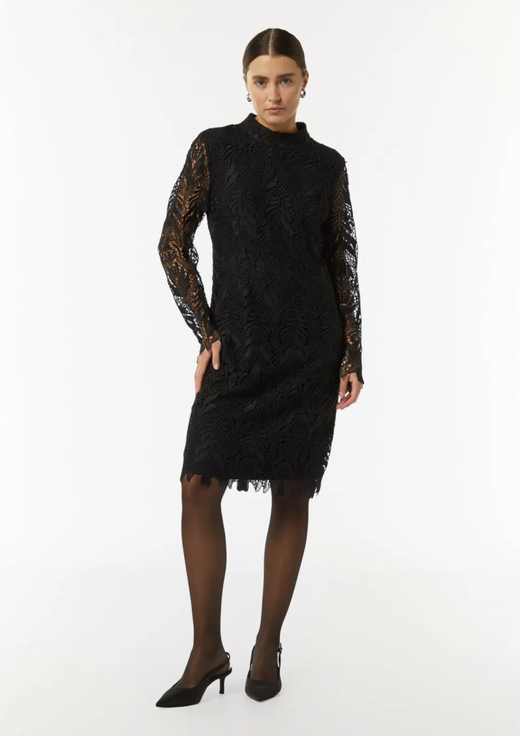 Edles Spitzenkleid mit Stehkragen-Comma New