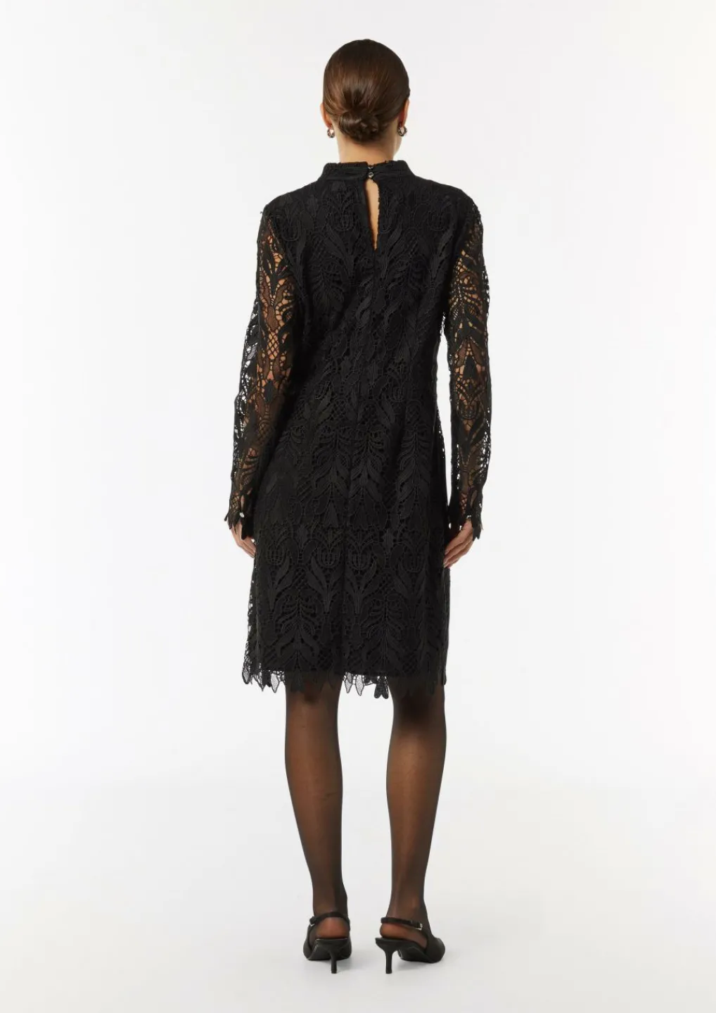 Edles Spitzenkleid mit Stehkragen-Comma New
