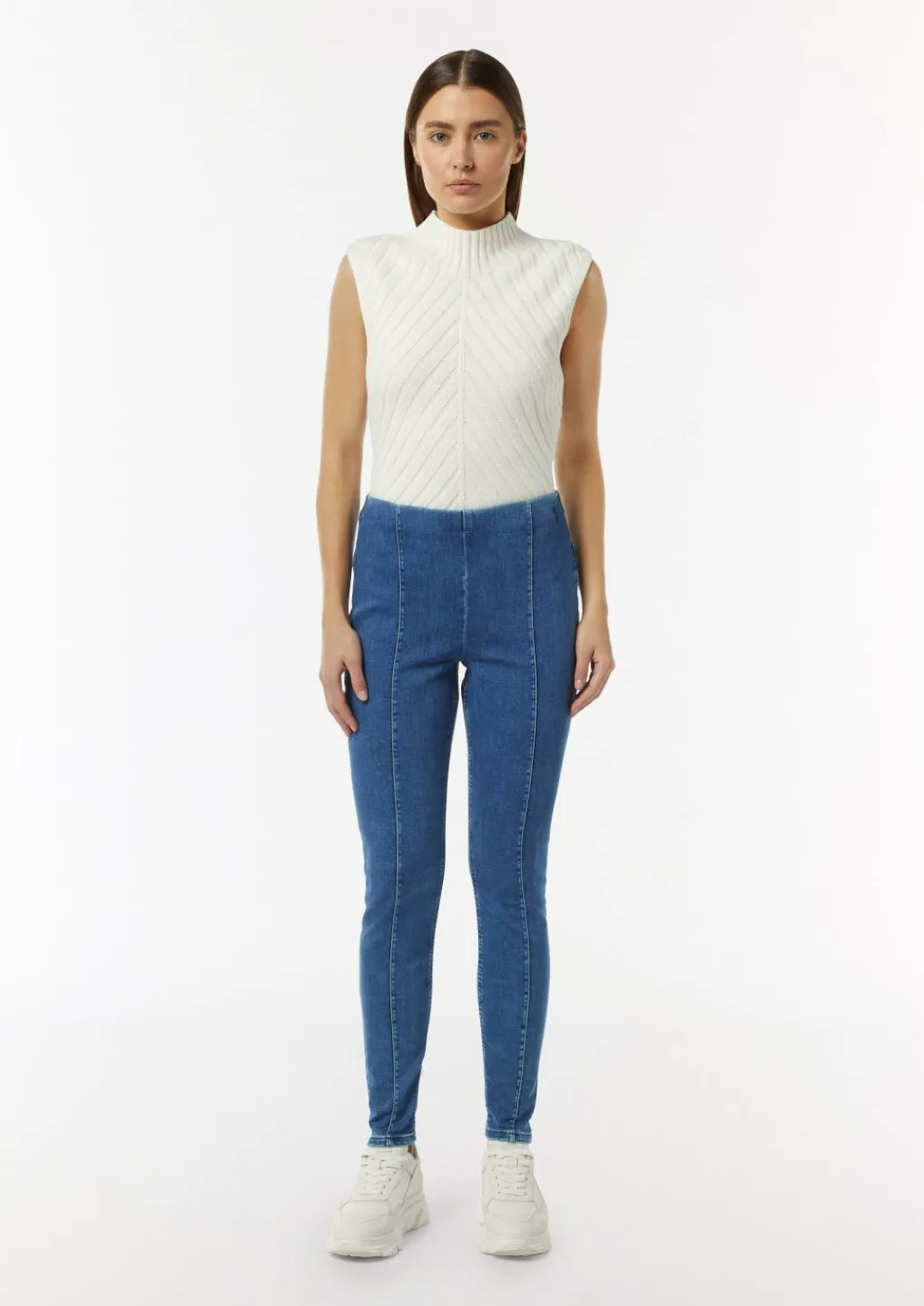 Elastische Jeggings mit Ziernähten-Comma Fashion