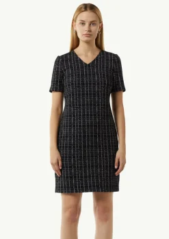 Elastisches Bouclé-Kleid mit Karomuster-Comma Online