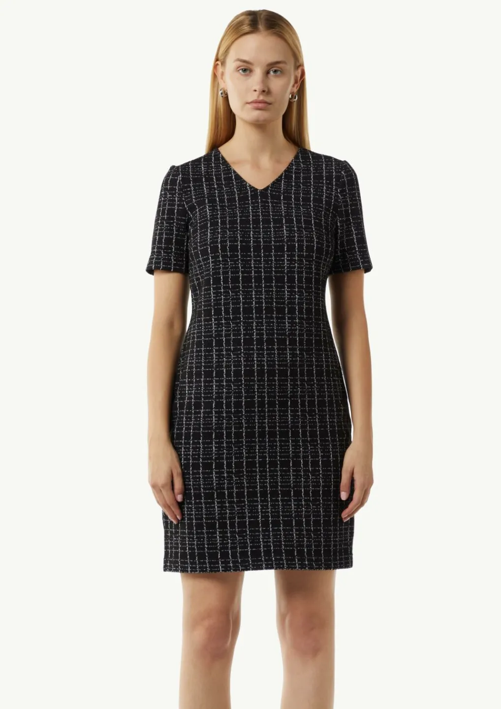 Elastisches Bouclé-Kleid mit Karomuster-Comma Online
