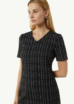 Elastisches Bouclé-Kleid mit Karomuster-Comma Online