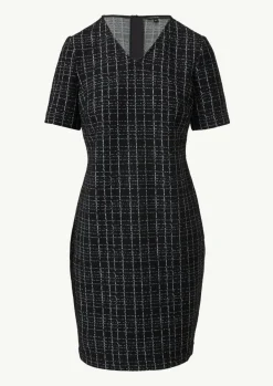 Elastisches Bouclé-Kleid mit Karomuster-Comma Online