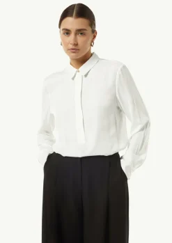 Elegante Satin-Bluse mit verdeckter Knopfleiste-Comma Online