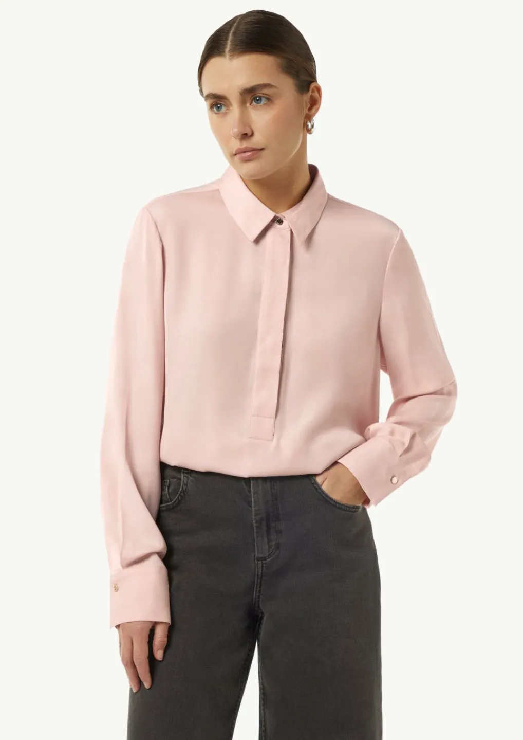 Elegante Satin-Bluse mit verdeckter Knopfleiste-Comma Outlet