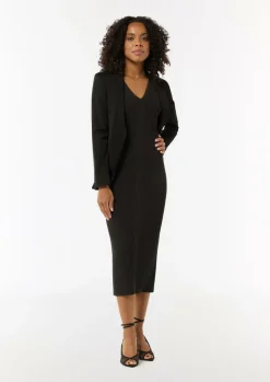 Feinstrickkleid im Slim Fit mit V-Ausschnitt-Comma Outlet