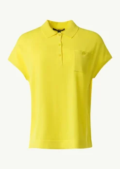Feinstrick-Poloshirt im Relaxed Fit mit überschnittenen Schultern-Comma Online