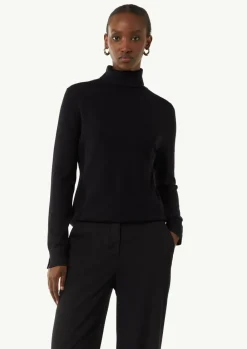 Feinstrickpullover mit Rollkragen und Schlitz am Ärmel-Comma Sale