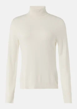 Feinstrickpullover mit Rollkragen und Schlitz am Ärmel-Comma Clearance