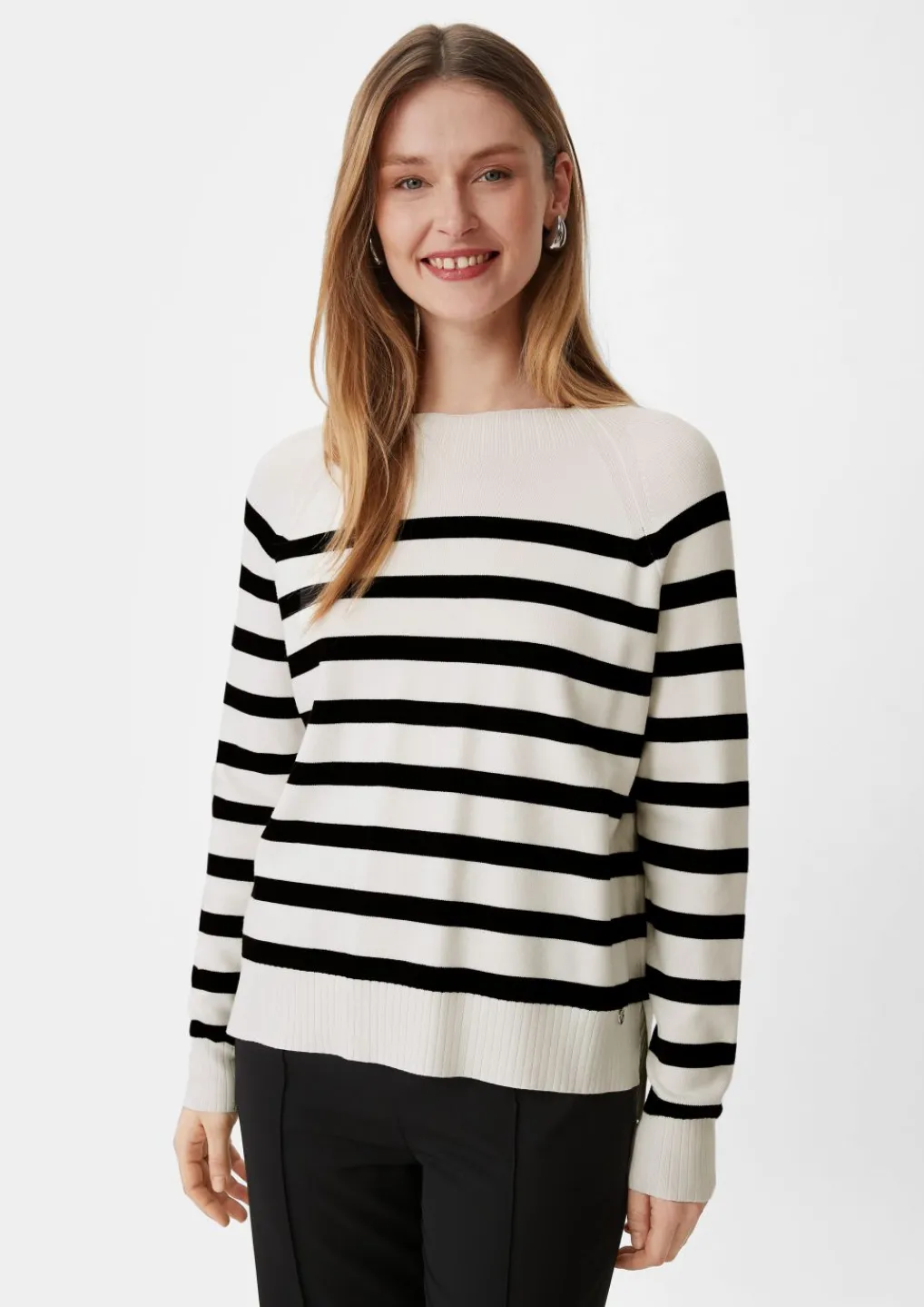 Feinstrickpullover mit Streifen-Comma Hot