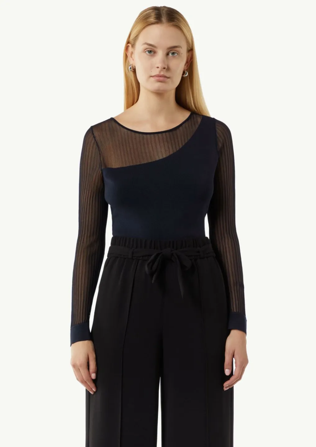 Feinstrickpullover mit Transparenz-Effekt-Comma Sale
