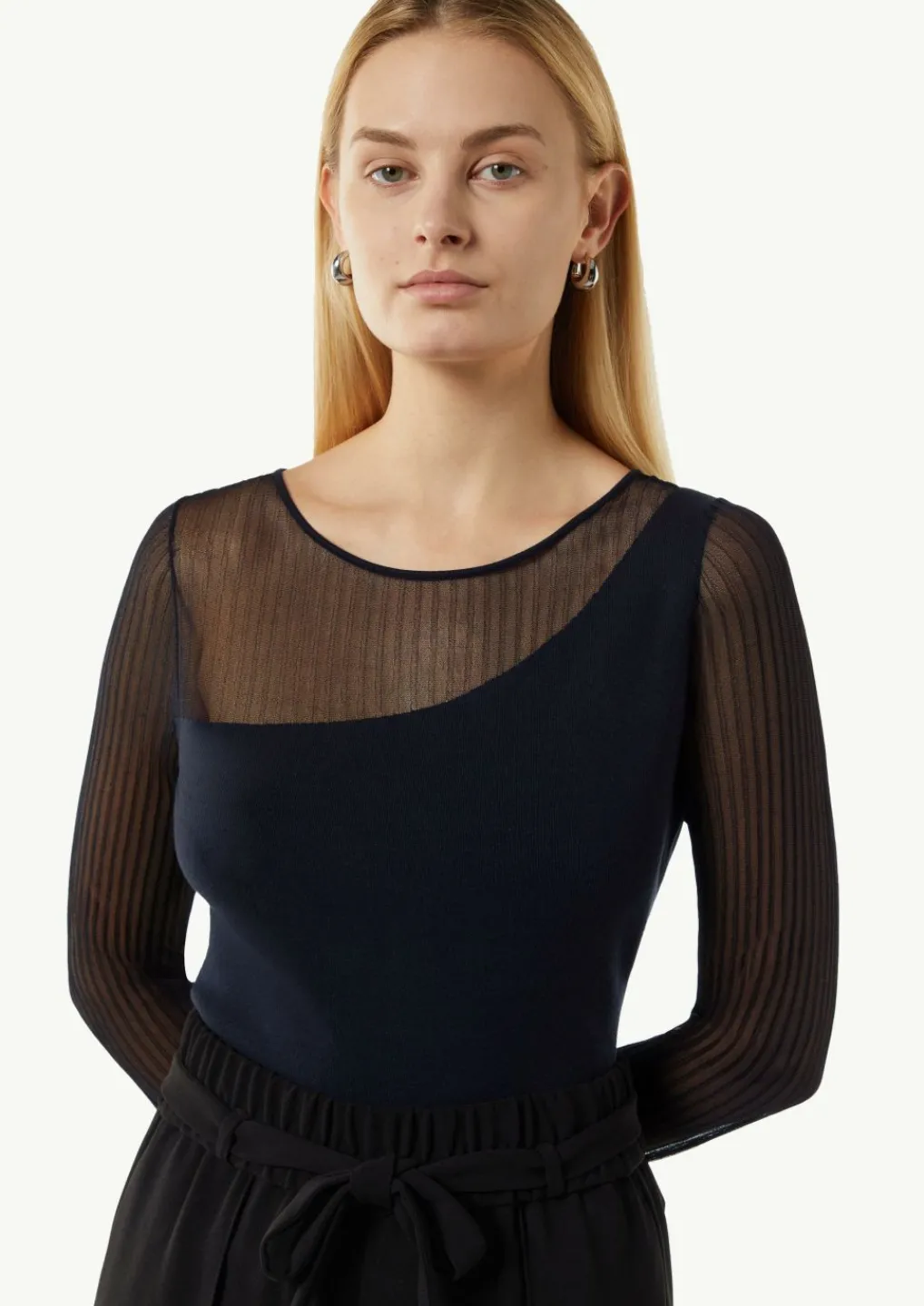 Feinstrickpullover mit Transparenz-Effekt-Comma Sale