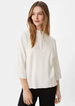 Feinstrickpullover mit Troyer-Kragen-Comma Online
