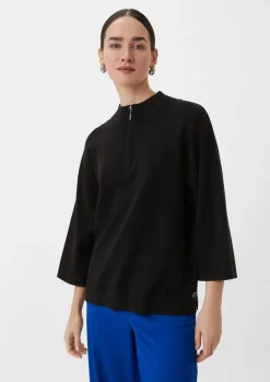 Feinstrickpullover mit Troyer-Kragen-Comma Best