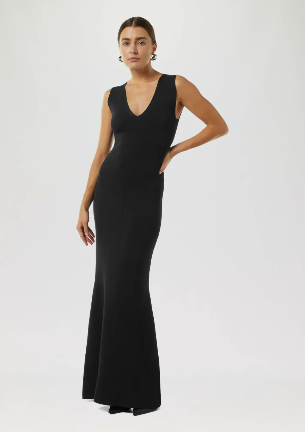 Figurbetontes Maxikleid aus Feinstrick-Comma Discount