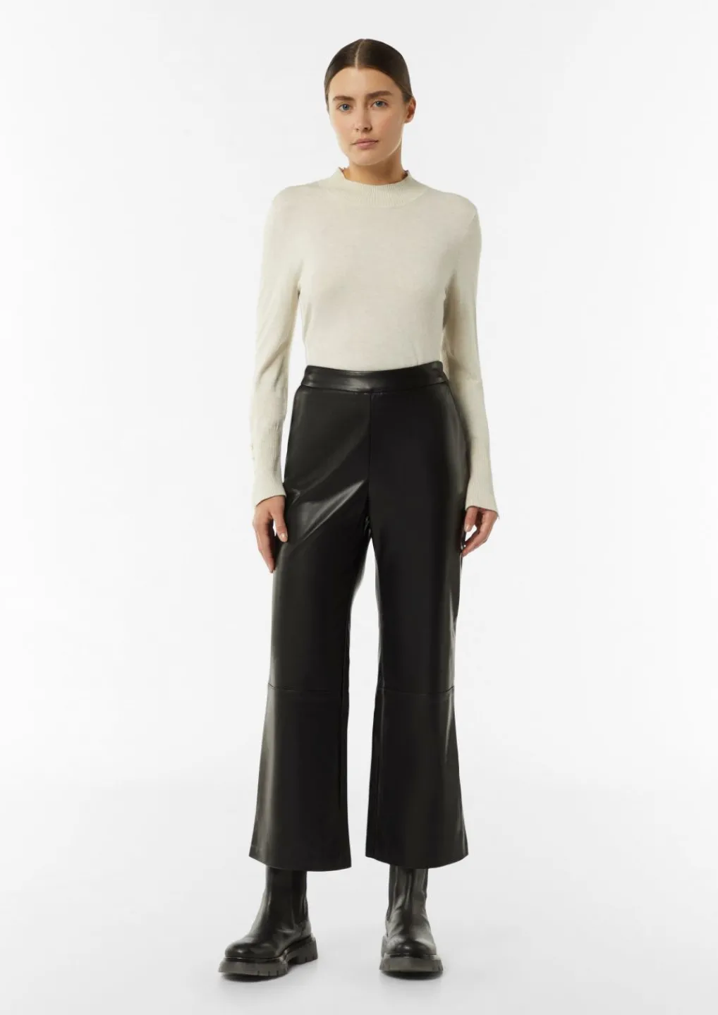 Flared-Leg-Hose in Leder-Optik-Comma Fashion