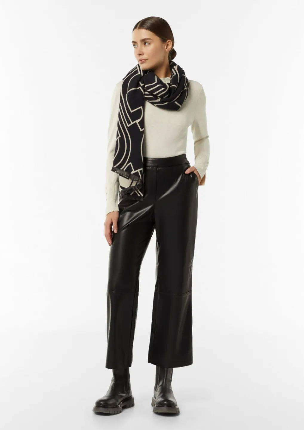 Flared-Leg-Hose in Leder-Optik-Comma Fashion