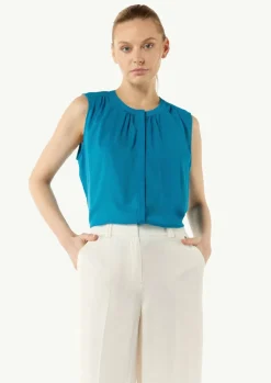 Fließende Chiffonbluse mit Knopfleiste-Comma Discount