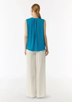 Fließende Chiffonbluse mit Knopfleiste-Comma Discount