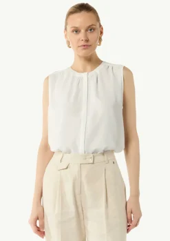 Fließende Chiffonbluse mit Knopfleiste-Comma Discount