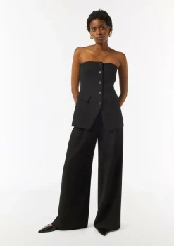 Fließende Hose mit Wide Leg und Bundfalte-Comma Clearance