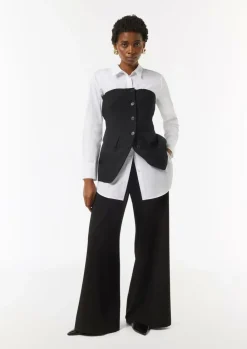 Fließende Hose mit Wide Leg und Bundfalte-Comma Clearance