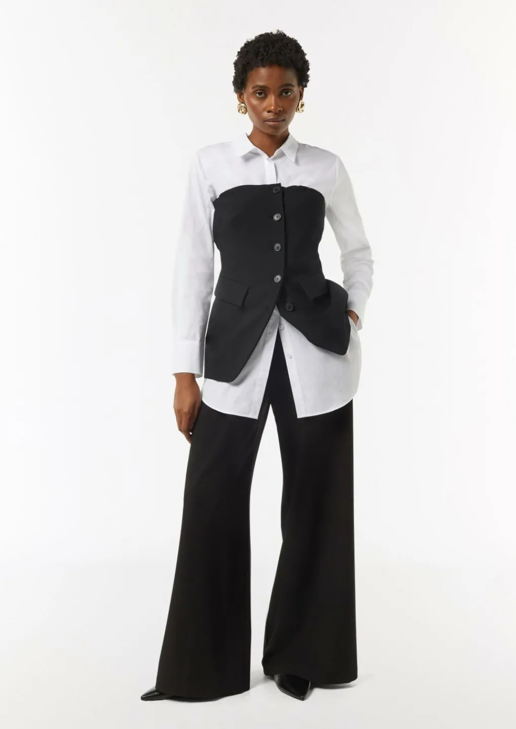 Fließende Hose mit Wide Leg und Bundfalte-Comma Clearance