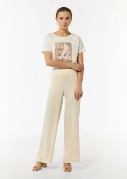 Fließende Satin-Hose mit weitem Bein und elastischem Bund-Comma Discount
