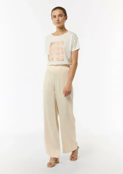 Fließende Satin-Hose mit weitem Bein und elastischem Bund-Comma Discount