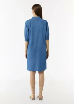Fließendes Denimkleid mit Knopfleiste-Comma Outlet