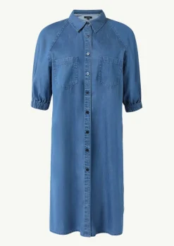 Fließendes Denimkleid mit Knopfleiste-Comma Outlet