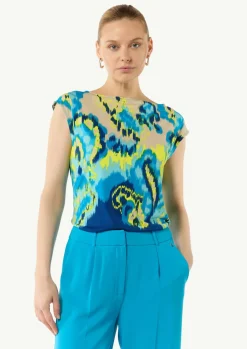 Fließendes Jersey-Shirt mit All-over-Print-Comma Online