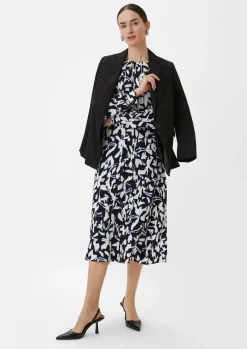 Fließendes Maxikleid mit All-over-Print-Comma Online