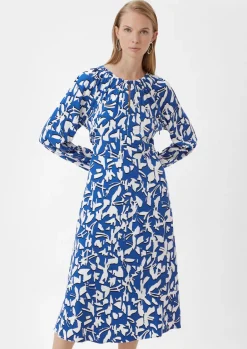 Fließendes Maxikleid mit All-over-Print-Comma Clearance