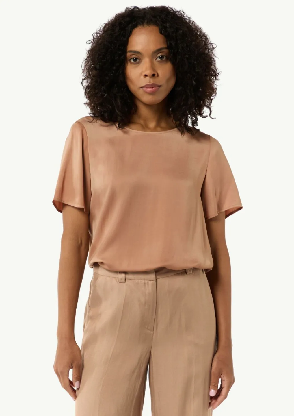 Fließendes Shirt aus Satin im Relaxed Fit-Comma New