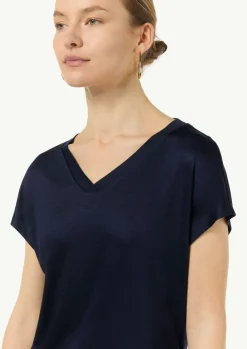 Fließendes Viskose-T-Shirt in Seidenoptik-Comma Fashion