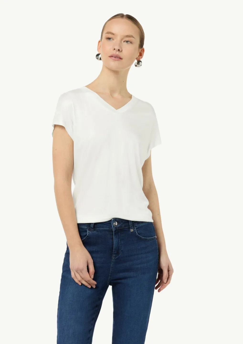 Fließendes Viskose-T-Shirt in Seidenoptik-Comma New