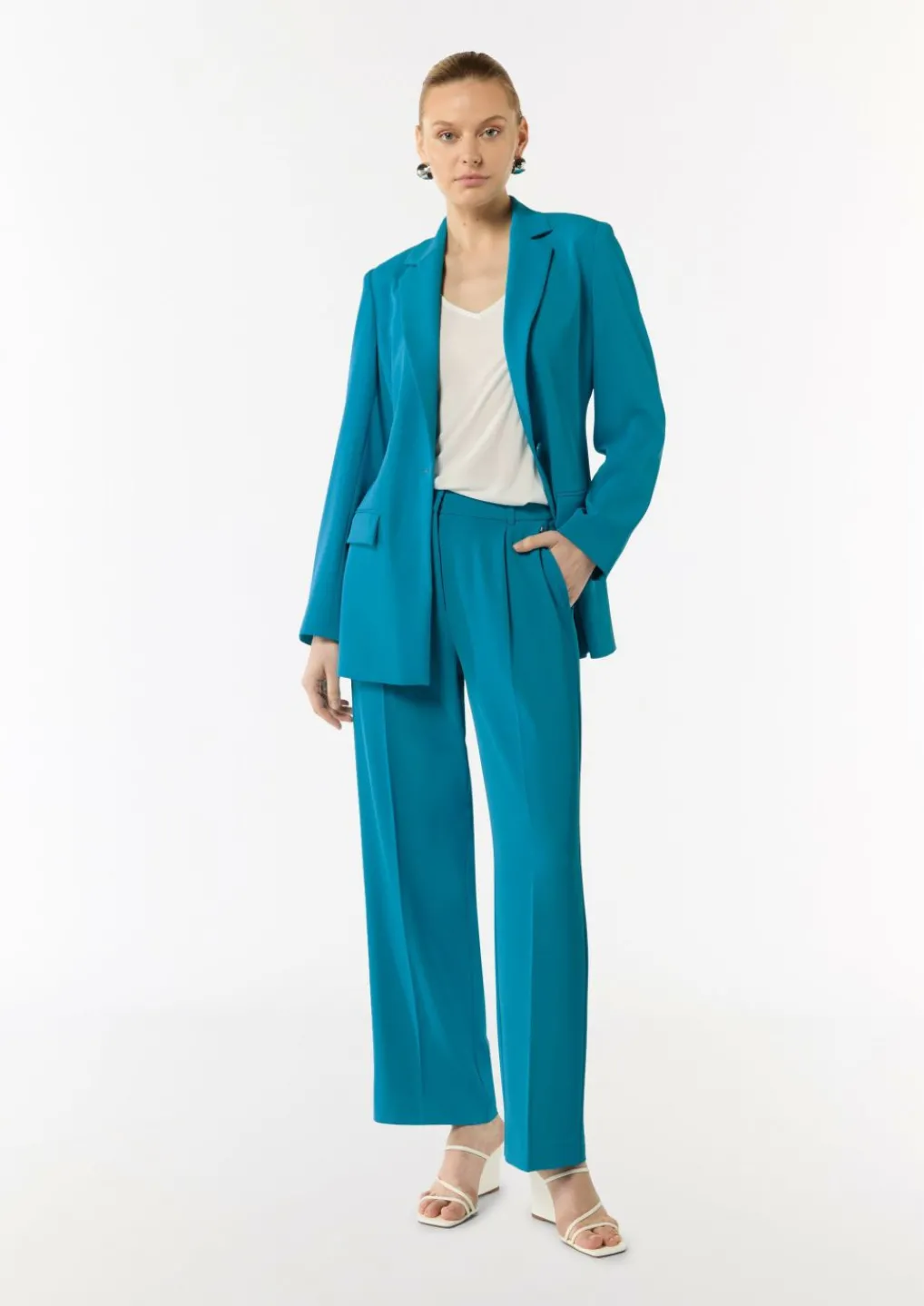 Fließende Wide-Leg-Hose mit Bügelfalten-Comma New