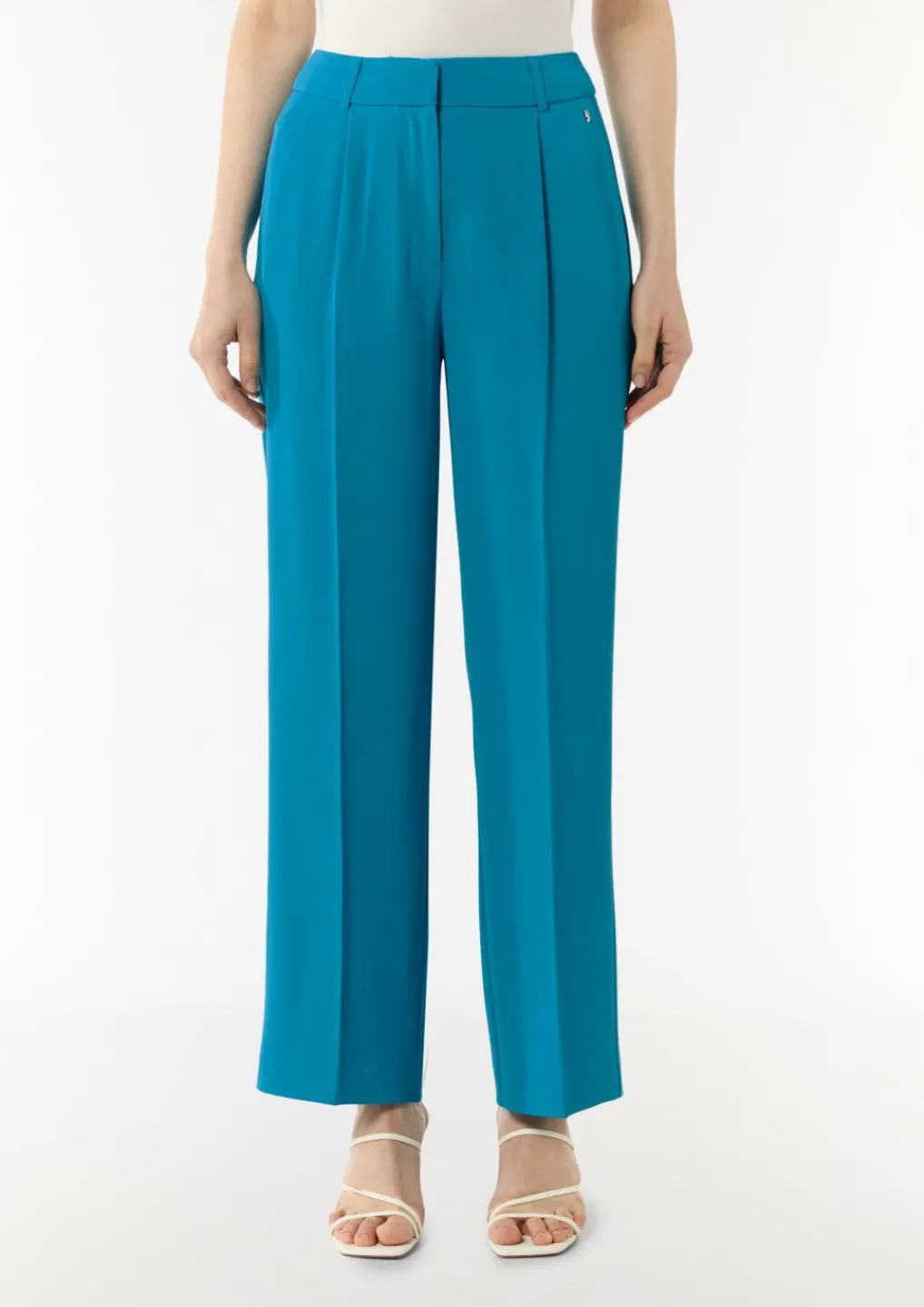 Fließende Wide-Leg-Hose mit Bügelfalten-Comma New
