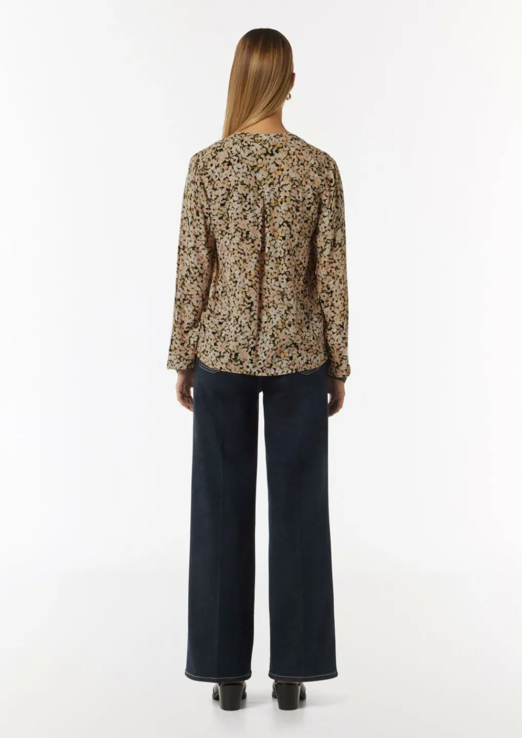 Floral gemusterte Bluse aus Crêpe mit Rippdetail-Comma Best