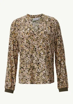 Floral gemusterte Bluse aus Crêpe mit Rippdetail-Comma Best