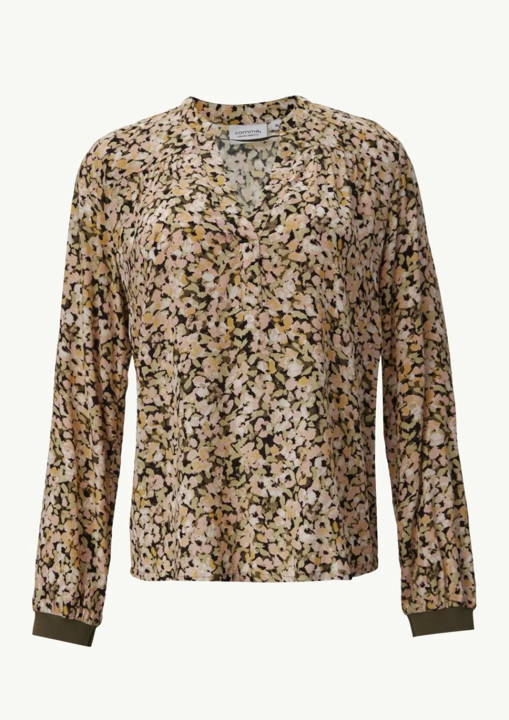 Floral gemusterte Bluse aus Crêpe mit Rippdetail-Comma Best