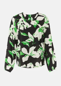 Gemusterte Bluse mit Gummibündchen am Ärmel-Comma Best