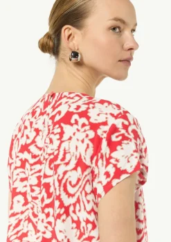 Gemusterte Bluse mit V-Ausschnitt-Comma Fashion